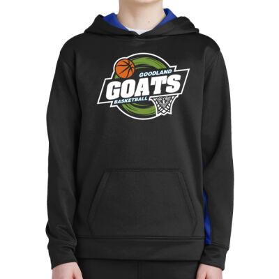 Goodland Goats Basketball - Youth Sport Wick ® Fleece Colorblock Hooded Pullover Thumbnail